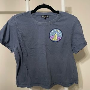 Cropped Navy Graphic Tee